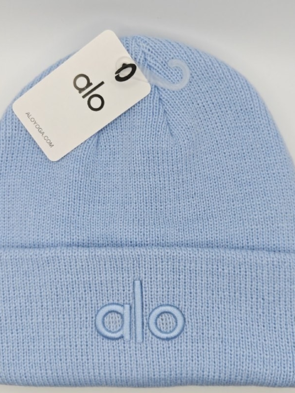 ALO Yoga Kids Pastel Blue Ribbed Cuffed Beanie